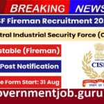 CISF Constable Fireman Vacancy 2024