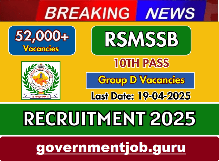 RSMSSB Group D Recruitment 2025